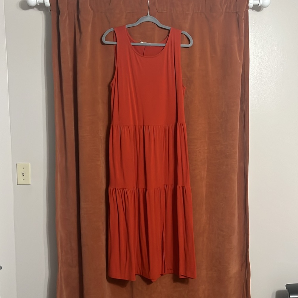 Burnt orange midi dress